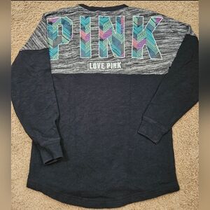PINK Victoria's Secret Oversized Rainbow Pattern Pullover Sweatshirt